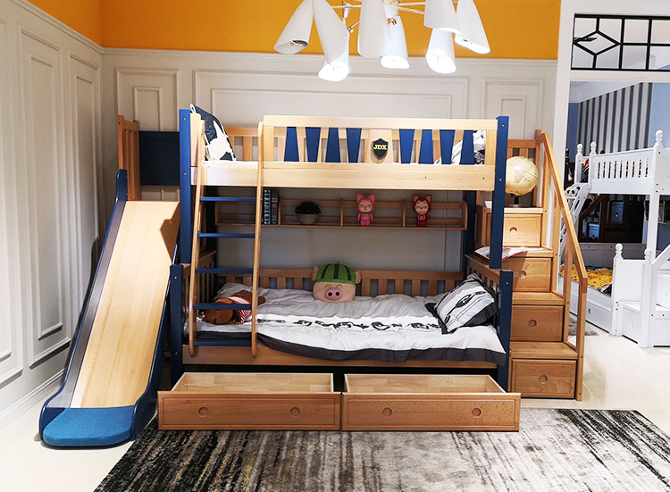 櫸木爬梯雙層床